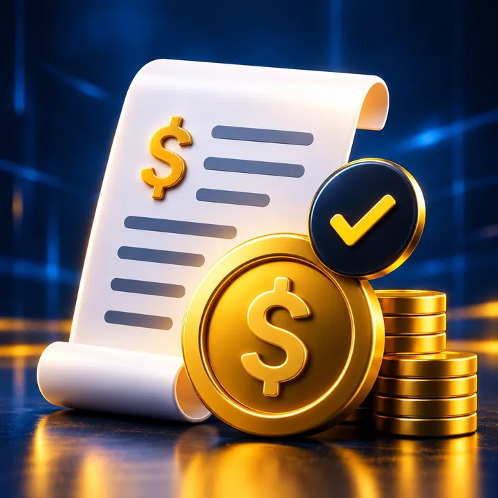 Recibo y monedas: precios claros